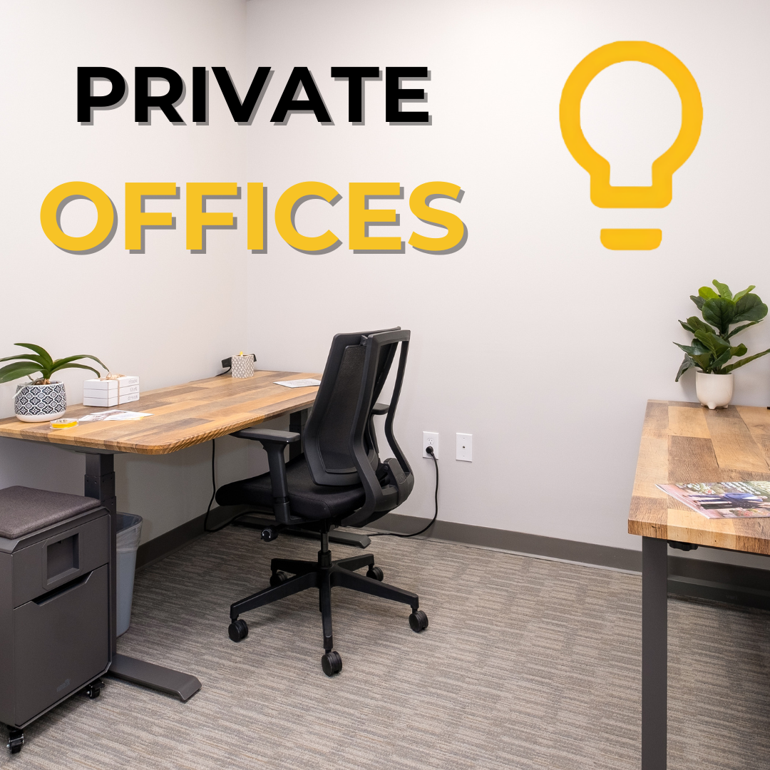 Available Private Office Single Wooden Desk in Coworking Space